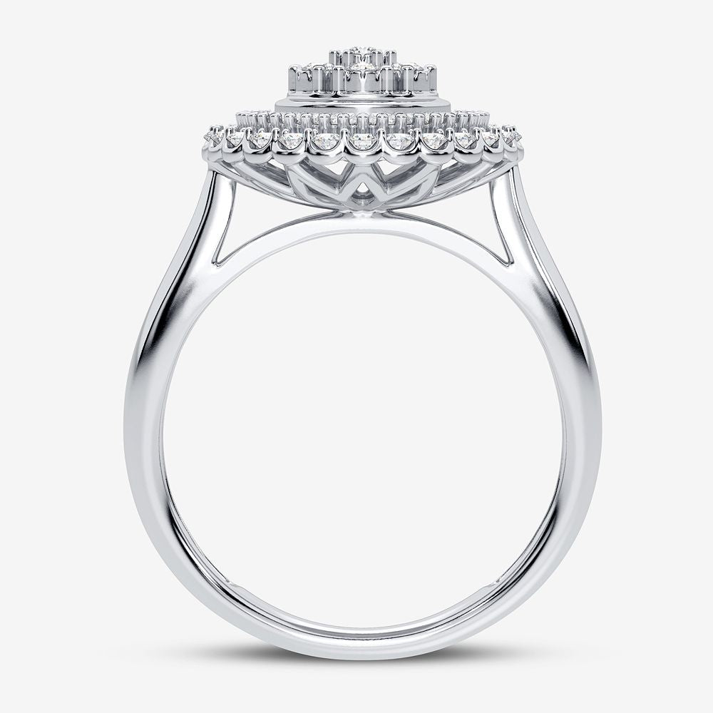 Chic 10k White Gold Lab Diamond Womens Fashion Ring 0.5CT