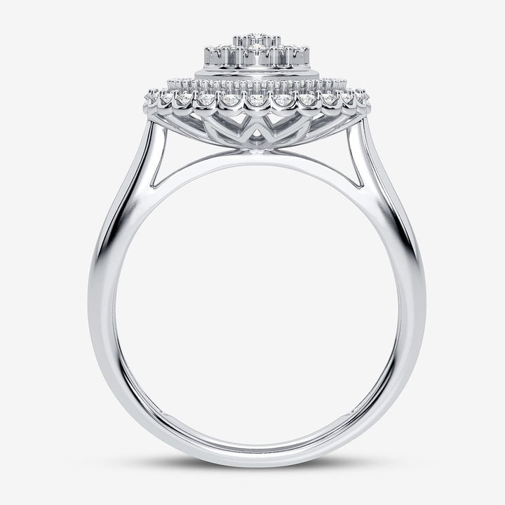 Chic 10k White Gold Lab Diamond Womens Fashion Ring 0.5CT