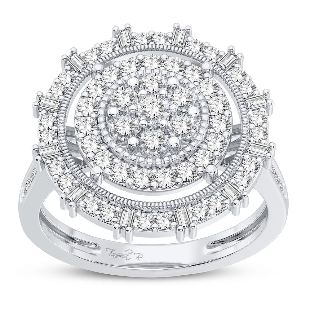 Chic 10k White Gold 0.50CT Lab Diamond Womens Fashion Ring