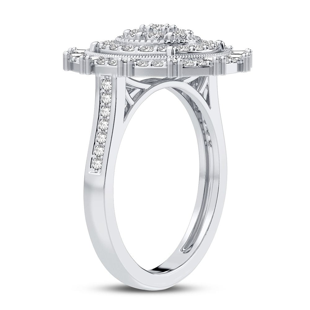 Chic 10k White Gold 0.50CT Lab Diamond Womens Fashion Ring