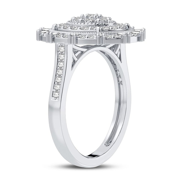 Chic 10k White Gold 0.50CT Lab Diamond Womens Fashion Ring