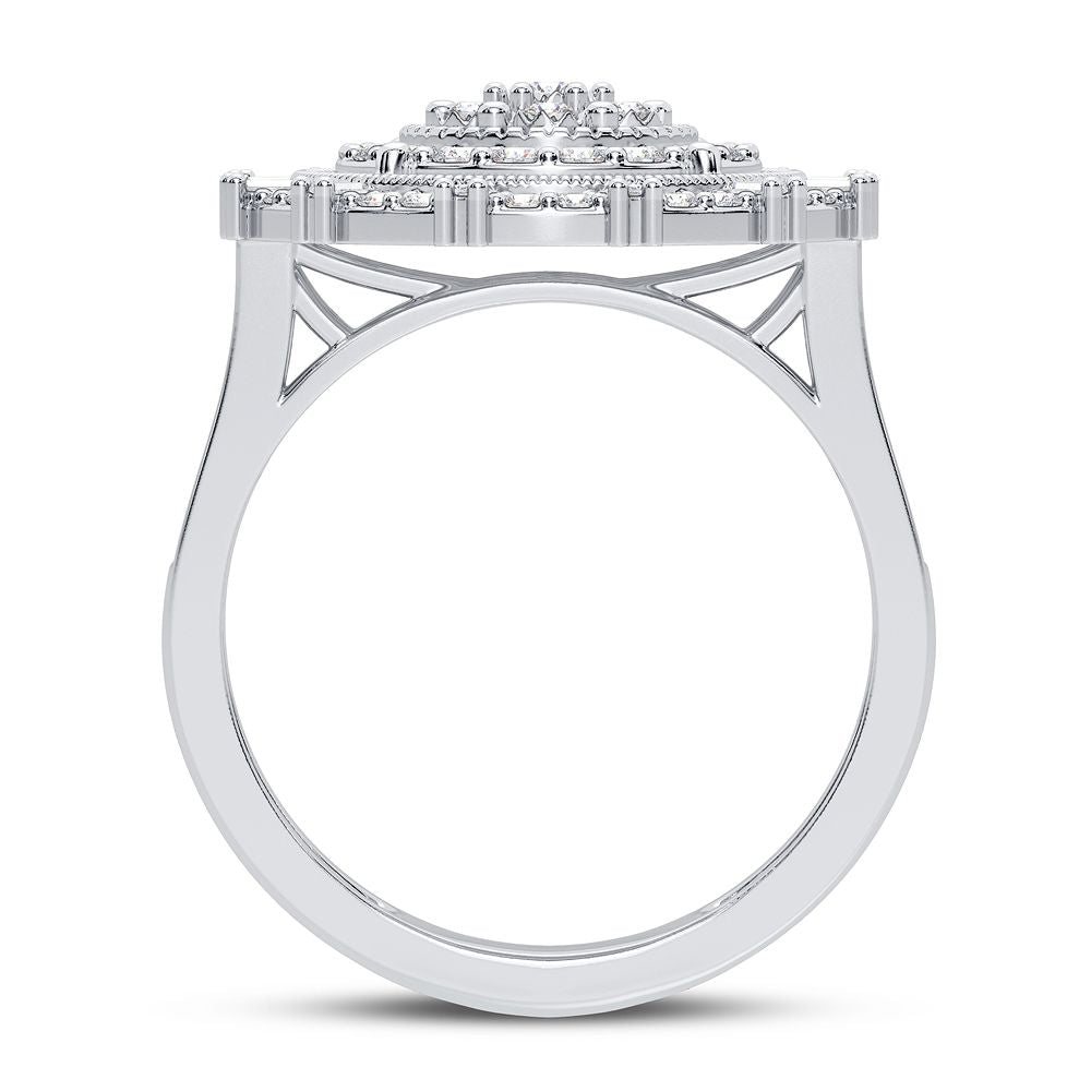Chic 10k White Gold 0.50CT Lab Diamond Womens Fashion Ring