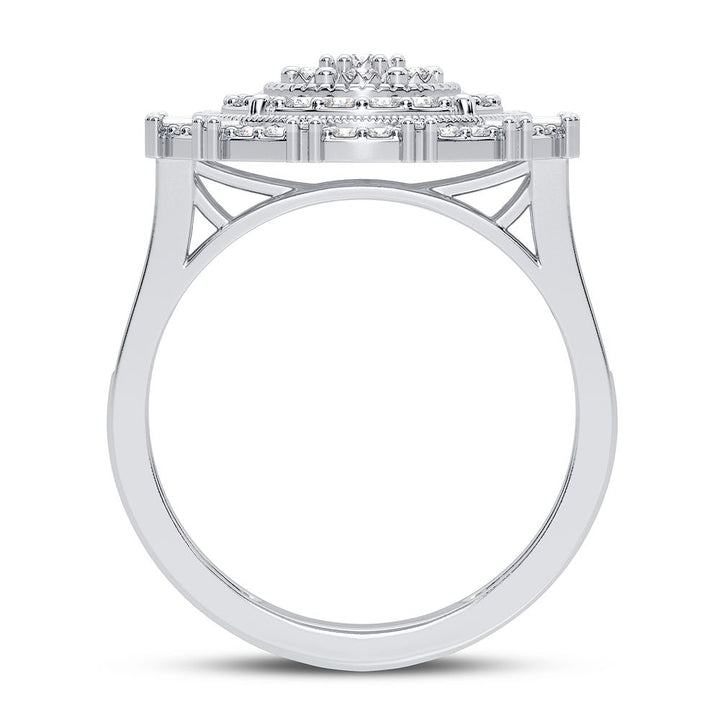 Chic 10k White Gold 0.50CT Lab Diamond Womens Fashion Ring