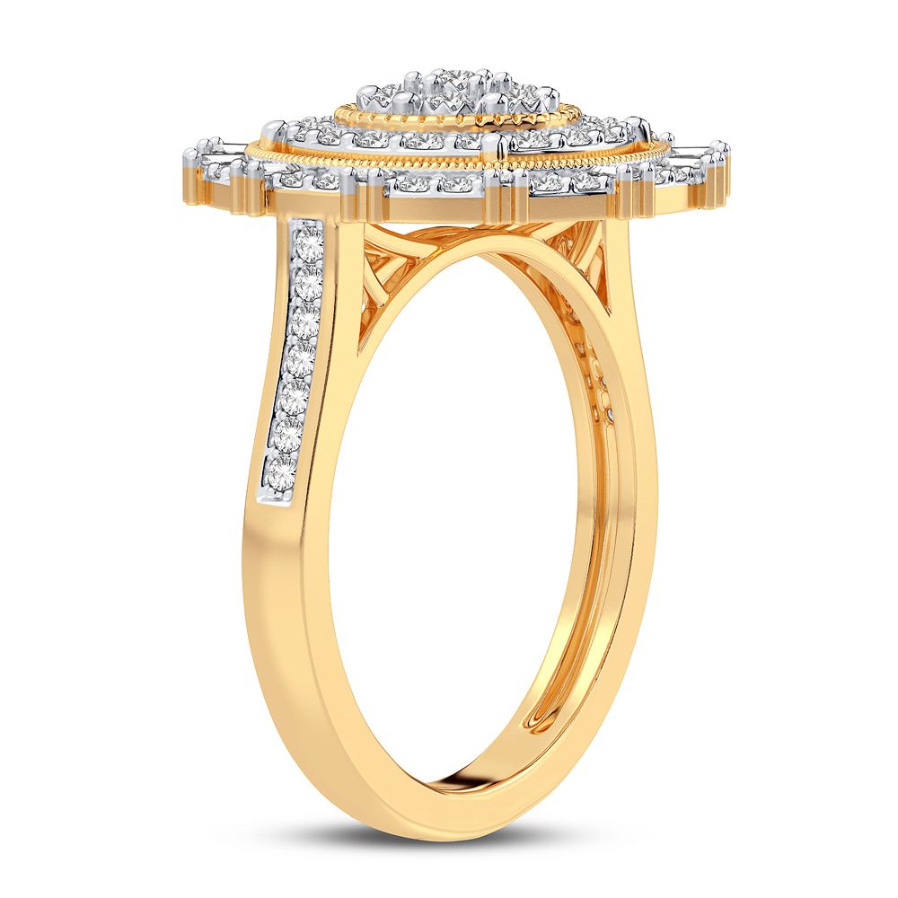 Chic 10k Gold 0.50CT Lab Diamond Womens Fashion Ring