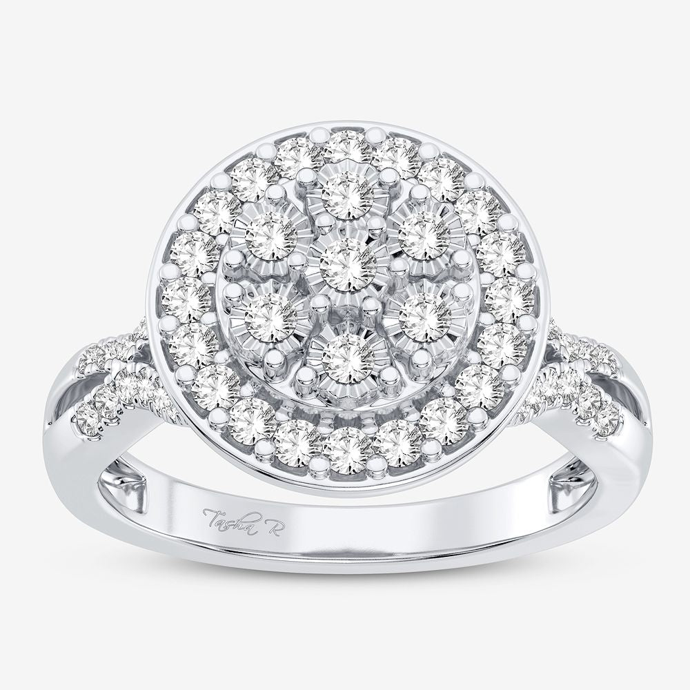 Chic 10k White Gold 0.50CT Lab Diamond Womens Fashion Ring