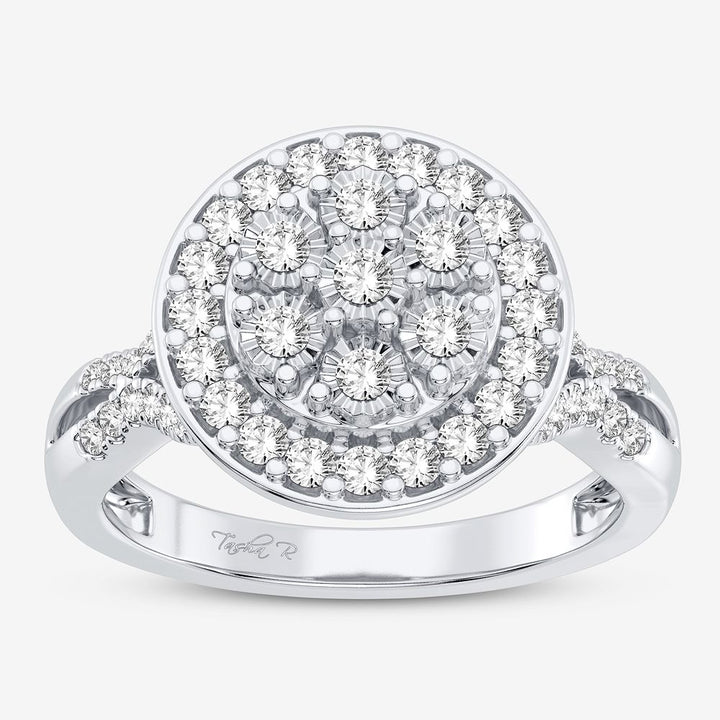 Chic 10k White Gold 0.50CT Lab Diamond Womens Fashion Ring