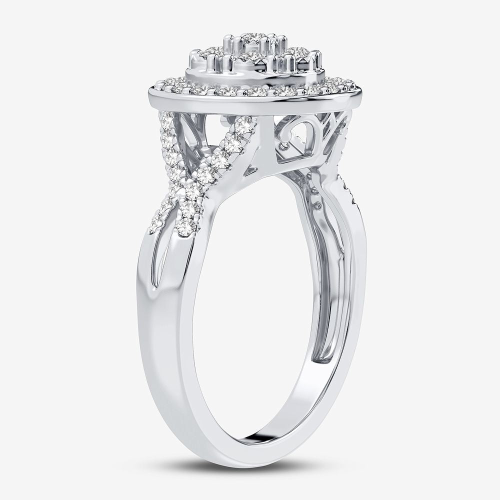 Chic 10k White Gold 0.50CT Lab Diamond Womens Fashion Ring
