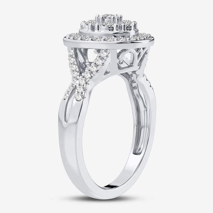 Chic 10k White Gold 0.50CT Lab Diamond Womens Fashion Ring