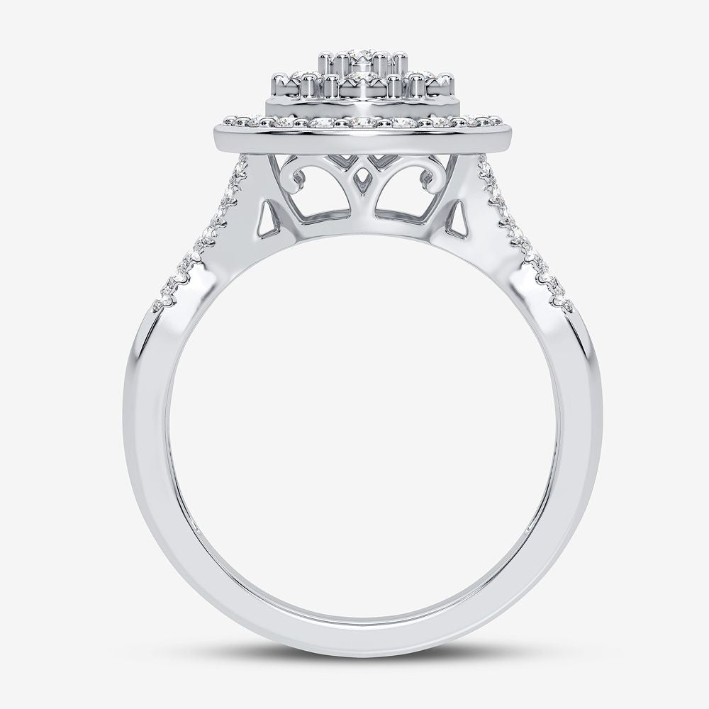 Chic 10k White Gold 0.50CT Lab Diamond Womens Fashion Ring