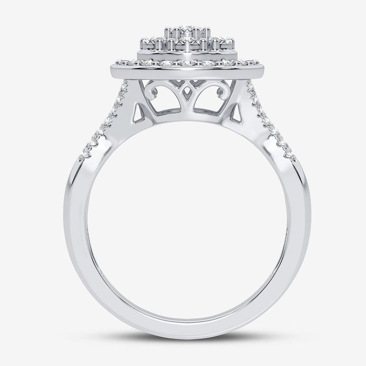 Chic 10k White Gold 0.50CT Lab Diamond Womens Fashion Ring