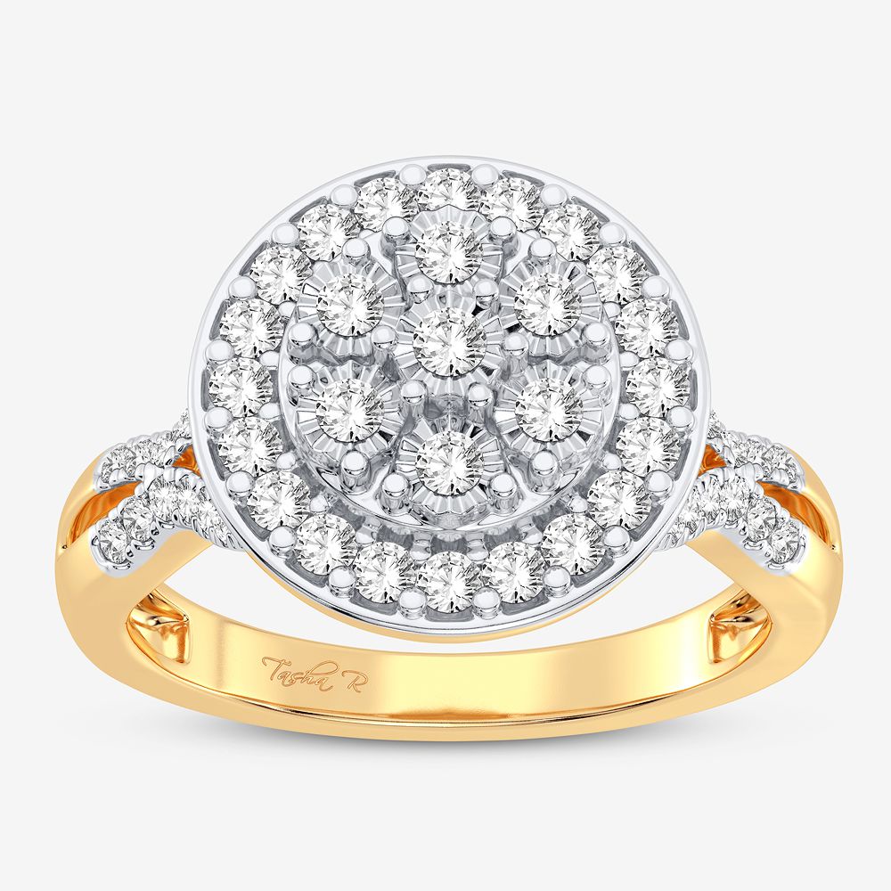 Chic 10k Yellow Gold Lab Diamond Womens Fashion Ring 0.5CT