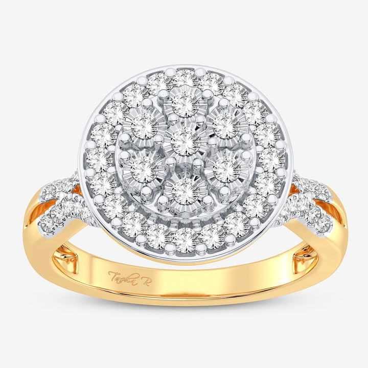 Chic 10k Yellow Gold Lab Diamond Womens Fashion Ring 0.5CT