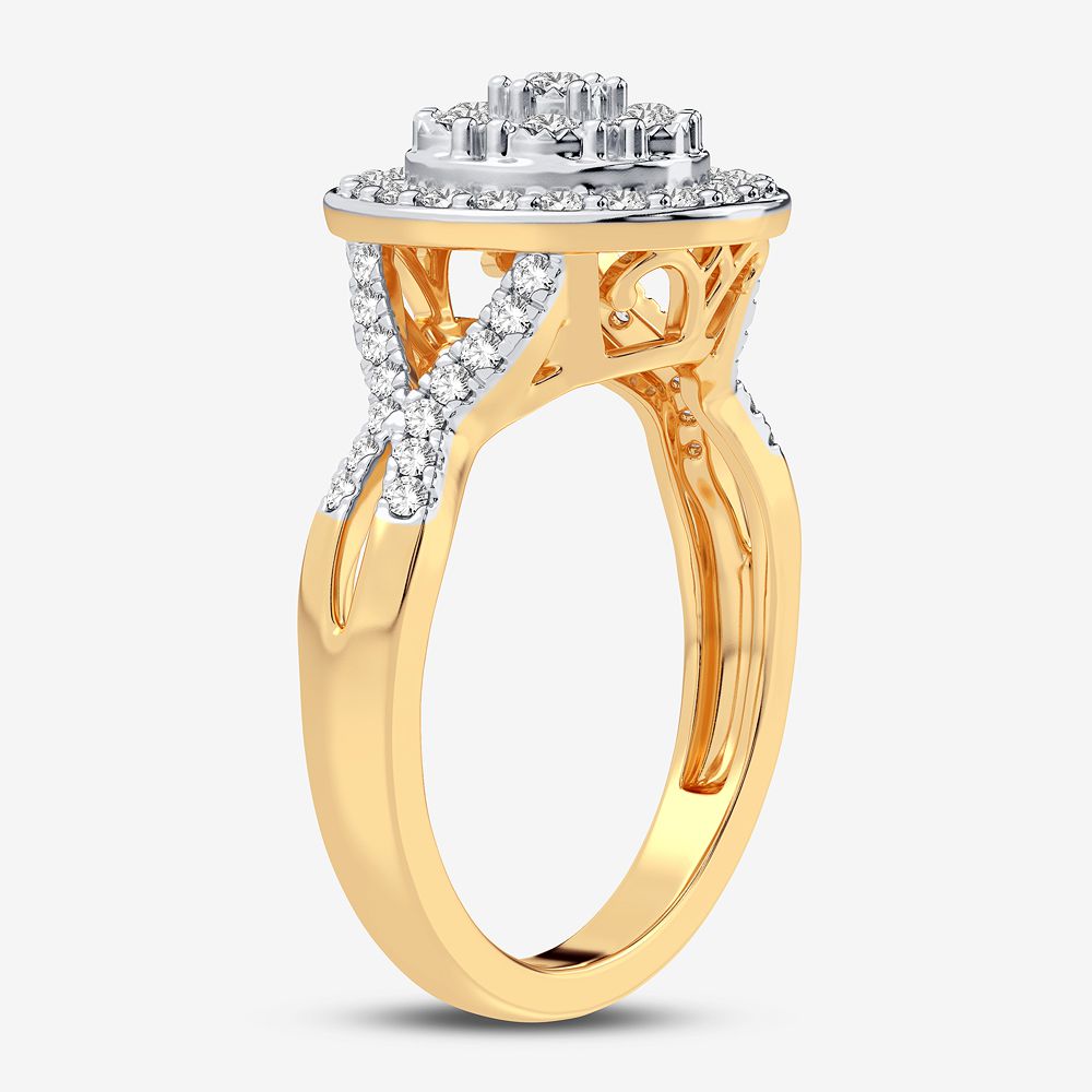 Chic 10k Yellow Gold Lab Diamond Womens Fashion Ring 0.5CT