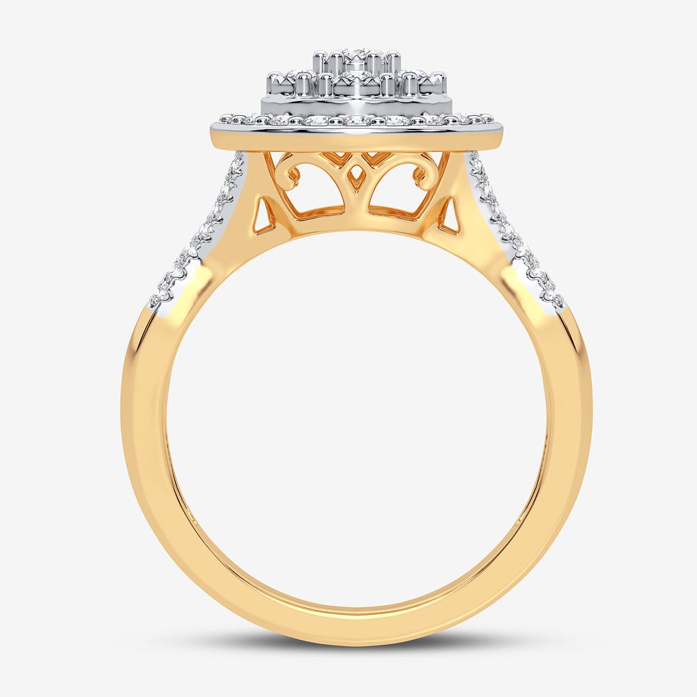Chic 10k Yellow Gold Lab Diamond Womens Fashion Ring 0.5CT