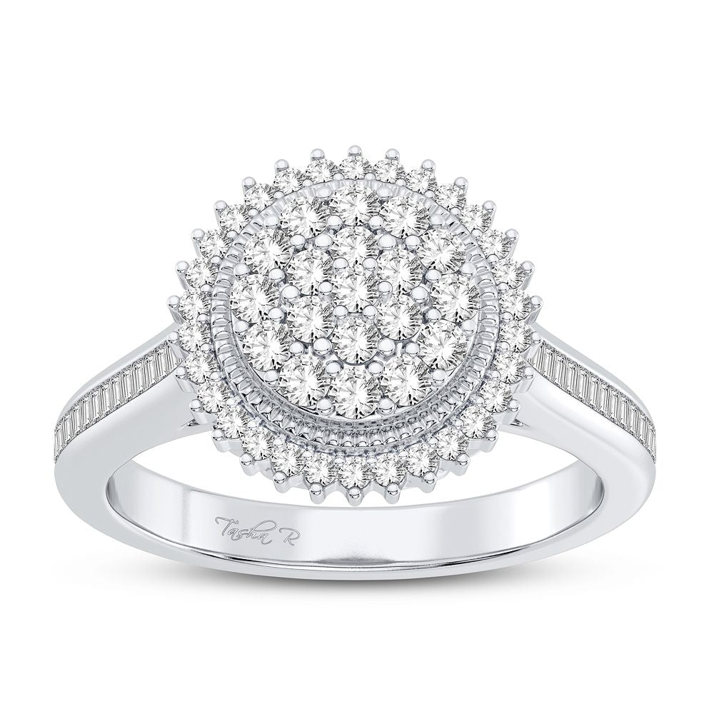 Chic 10k White Gold Lab Diamond Fashion Ring for Women