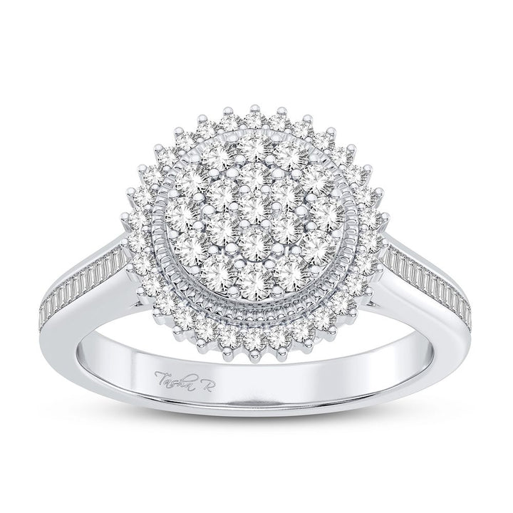 Chic 10k White Gold Lab Diamond Fashion Ring for Women