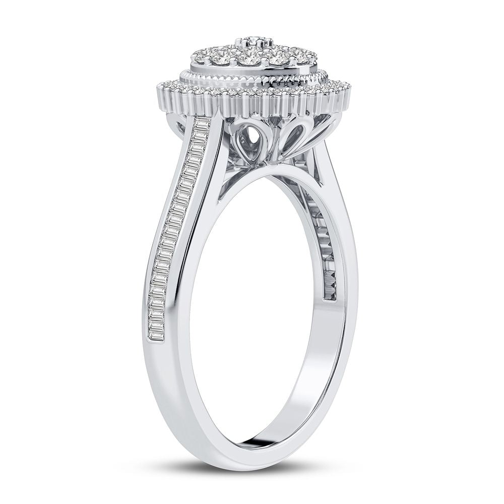 Chic 10k White Gold Lab Diamond Fashion Ring for Women