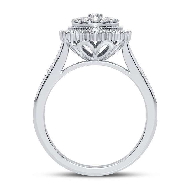 Chic 10k White Gold Lab Diamond Fashion Ring for Women