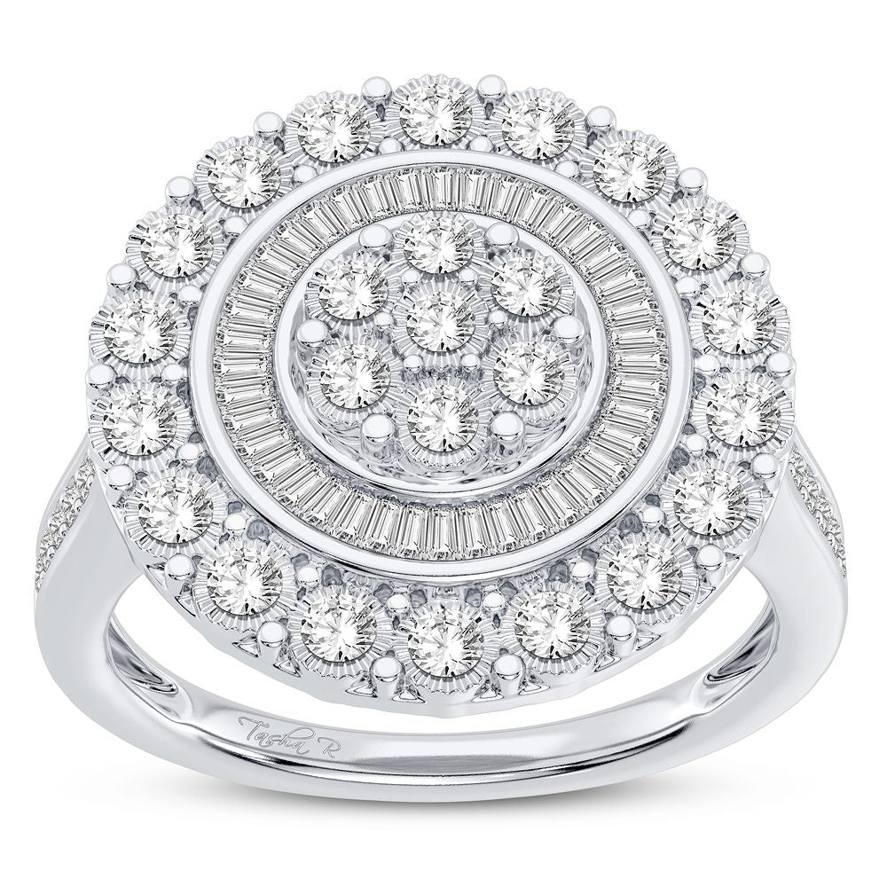 Chic 10k White Gold 0.50CT Lab Diamond Womens Fashion Ring