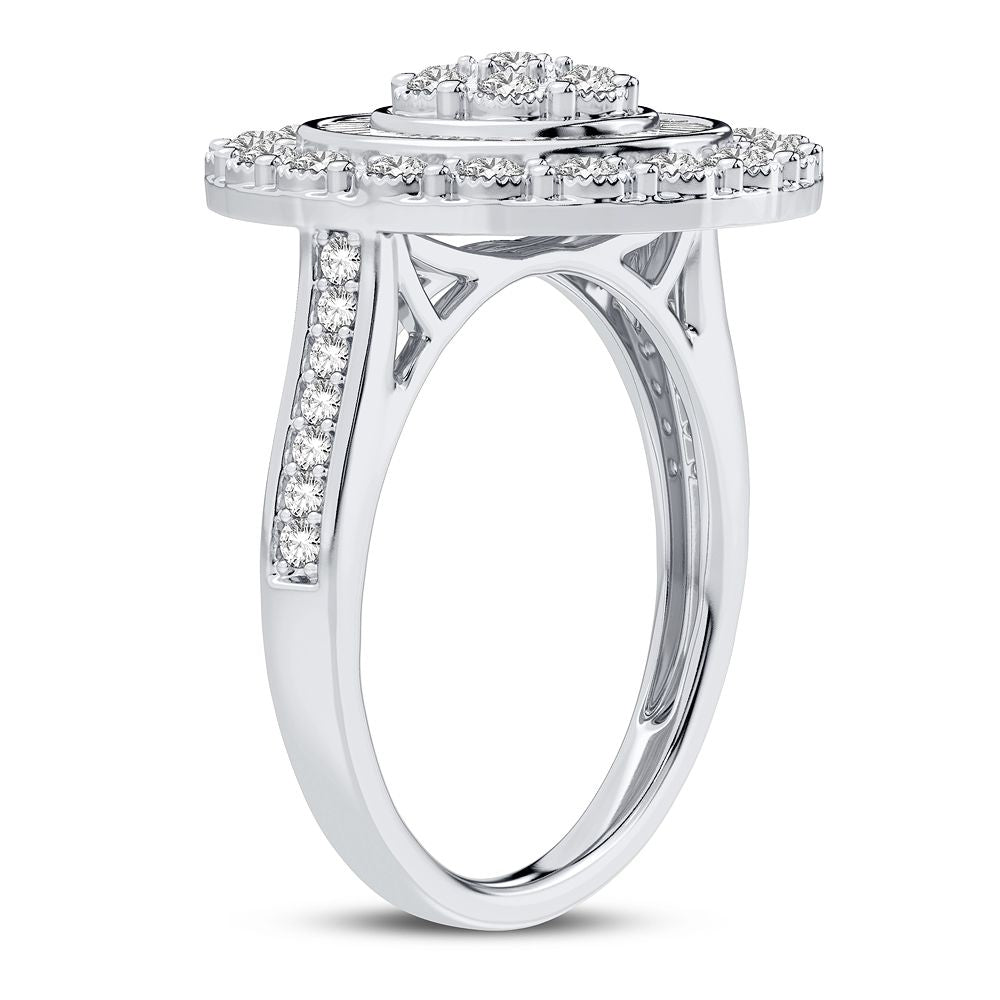 Chic 10k White Gold 0.50CT Lab Diamond Womens Fashion Ring