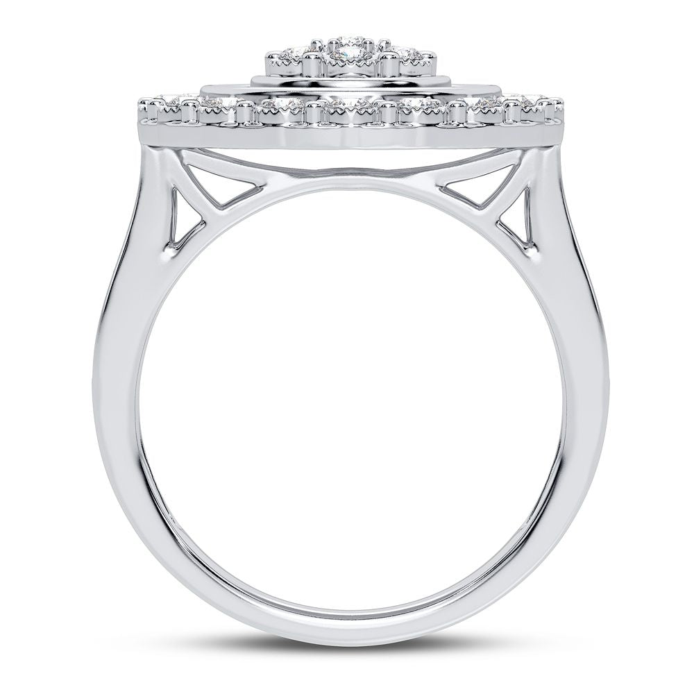 Chic 10k White Gold 0.50CT Lab Diamond Womens Fashion Ring