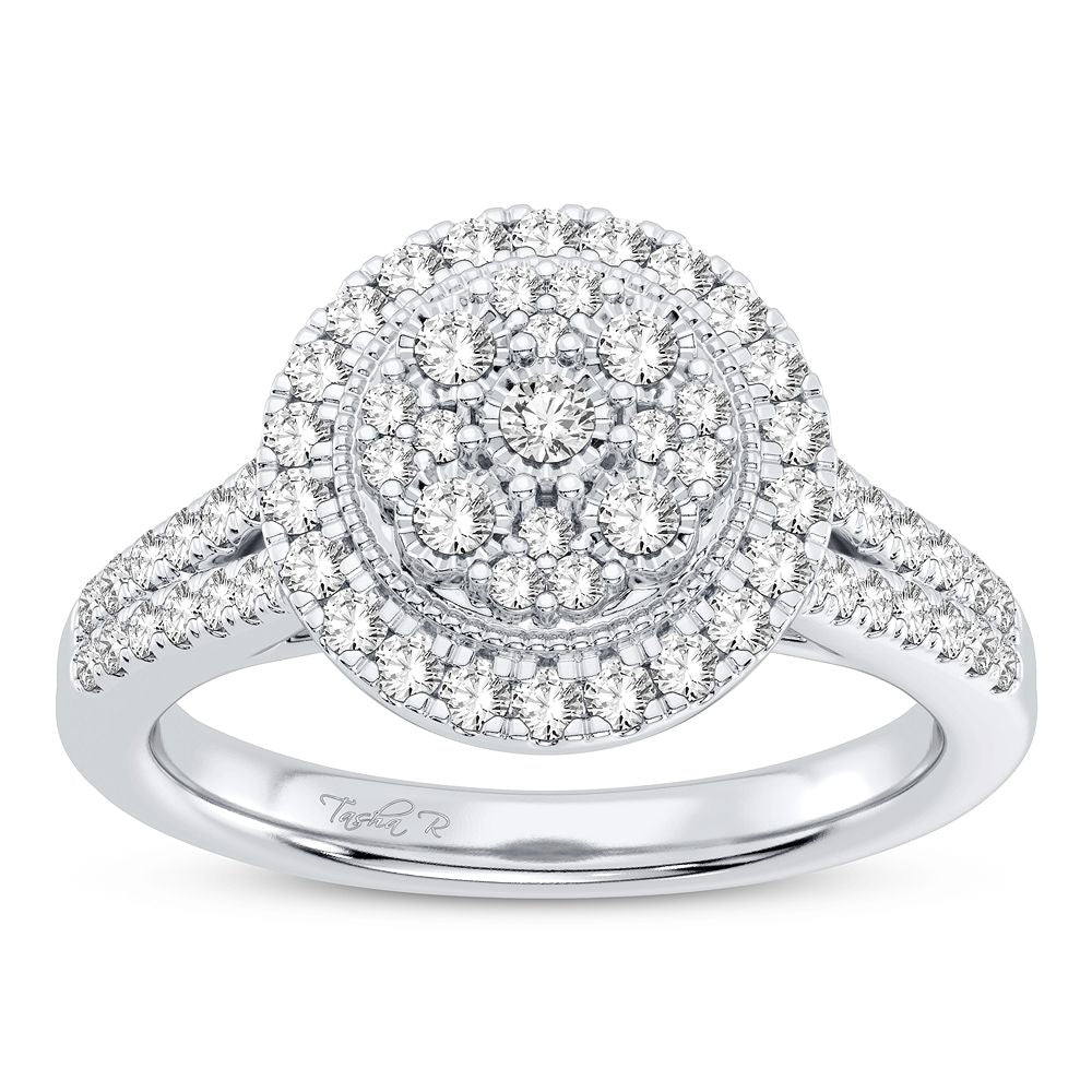 Sparkling 10k White Gold Lab Diamond Womens Fashion Ring 0.5CT