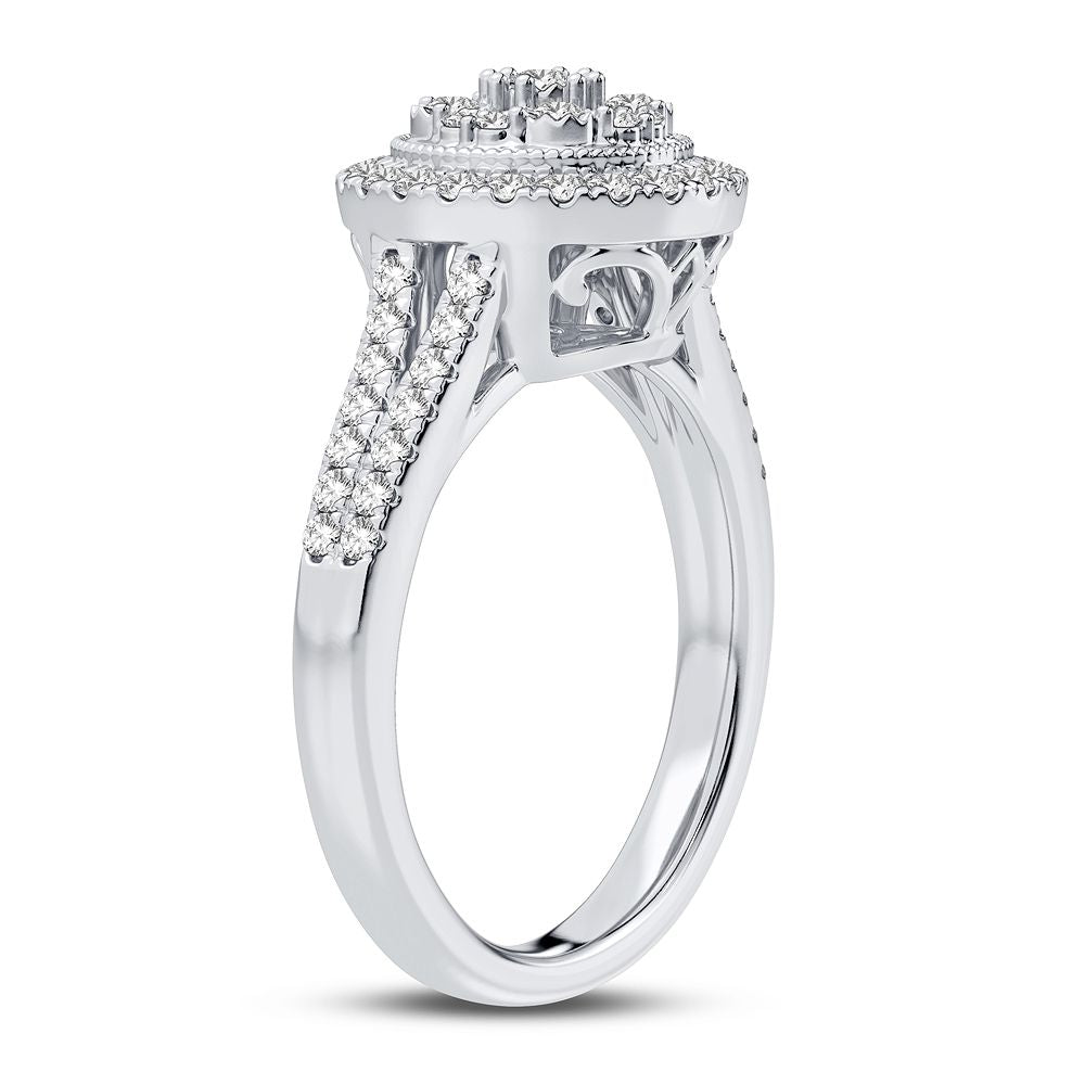 Sparkling 10k White Gold Lab Diamond Womens Fashion Ring 0.5CT
