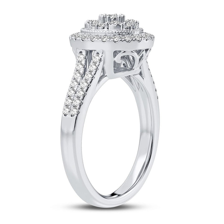 Sparkling 10k White Gold Lab Diamond Womens Fashion Ring 0.5CT