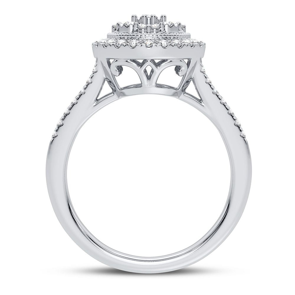 Sparkling 10k White Gold Lab Diamond Womens Fashion Ring 0.5CT