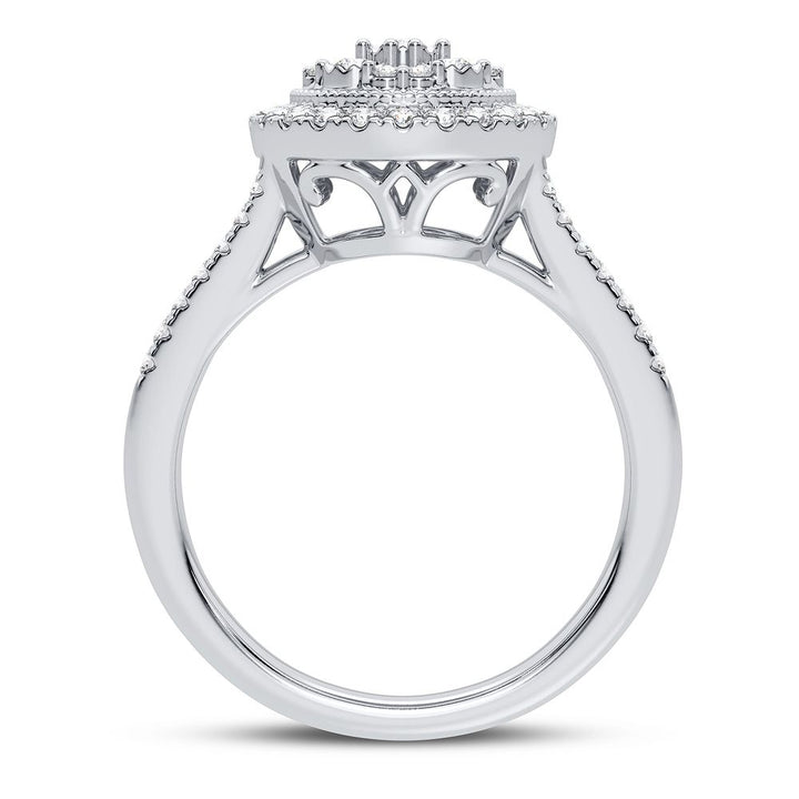 Sparkling 10k White Gold Lab Diamond Womens Fashion Ring 0.5CT