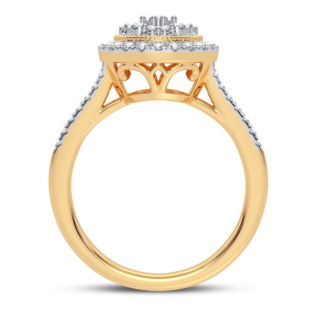 Chic 10k Gold 0.50CT Lab Diamond Womens Fashion Ring
