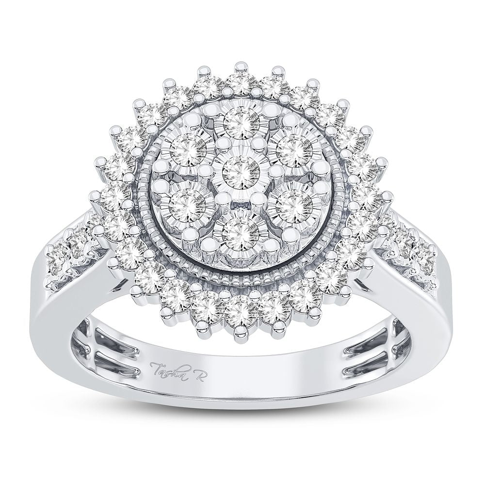 Chic 10k White Gold Lab Diamond Fashion Ring for Women