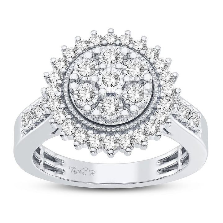Chic 10k White Gold Lab Diamond Fashion Ring for Women