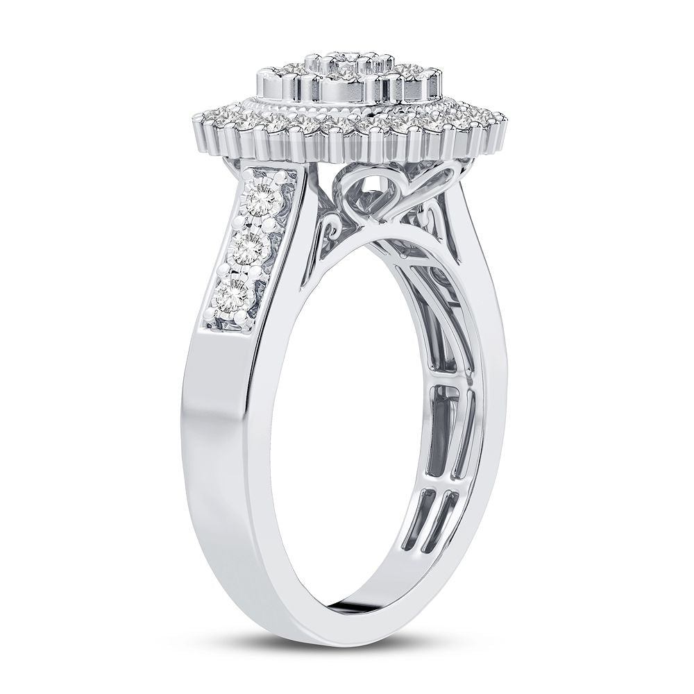 Chic 10k White Gold Lab Diamond Fashion Ring for Women