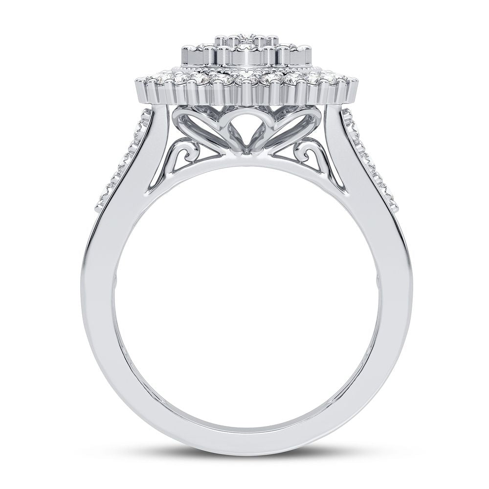 Chic 10k White Gold Lab Diamond Fashion Ring for Women
