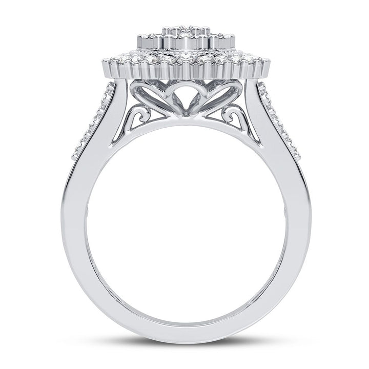 Chic 10k White Gold Lab Diamond Fashion Ring for Women