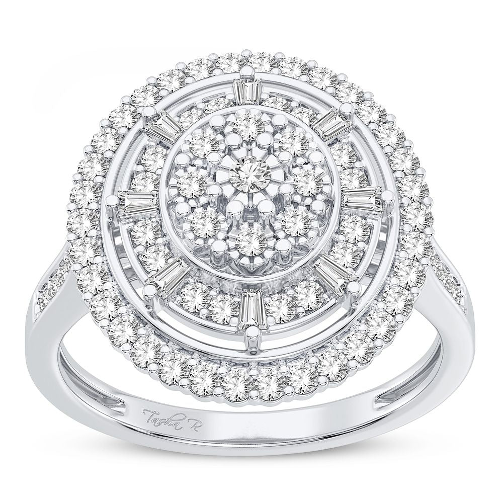 Chic 10k White Gold 0.50CT Lab Diamond Womens Fashion Ring