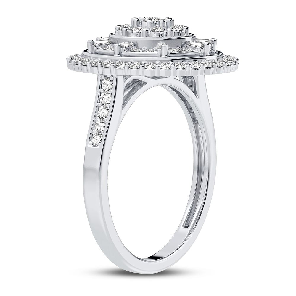 Chic 10k White Gold 0.50CT Lab Diamond Womens Fashion Ring