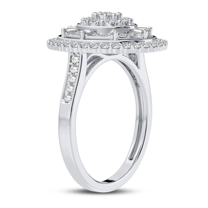 Chic 10k White Gold 0.50CT Lab Diamond Womens Fashion Ring