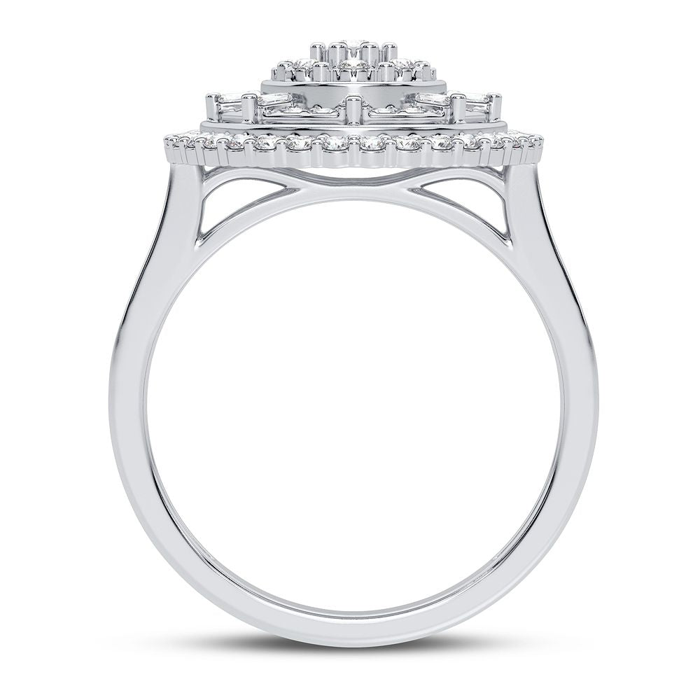 Chic 10k White Gold 0.50CT Lab Diamond Womens Fashion Ring