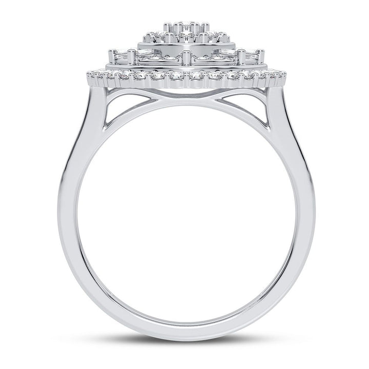 Chic 10k White Gold 0.50CT Lab Diamond Womens Fashion Ring
