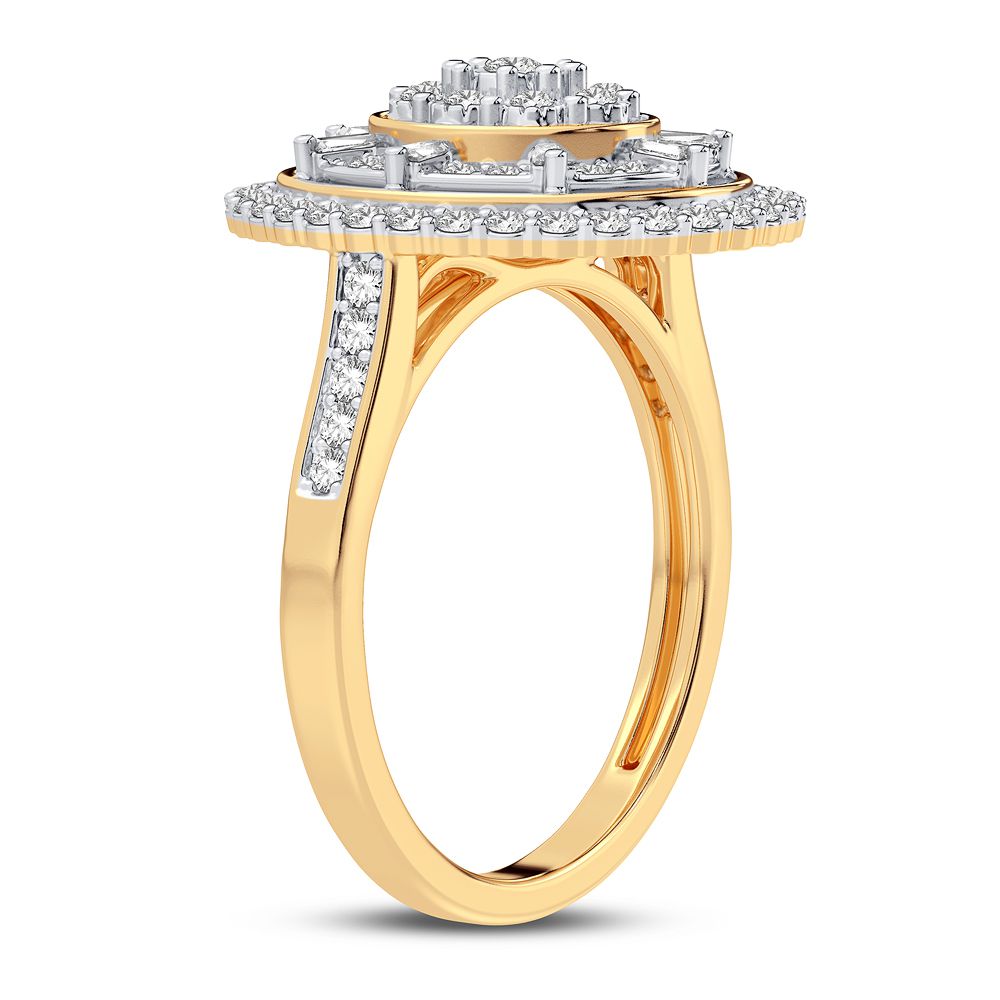 Chic 10k Yellow Gold 0.50CT Lab Diamond Womens Fashion Ring
