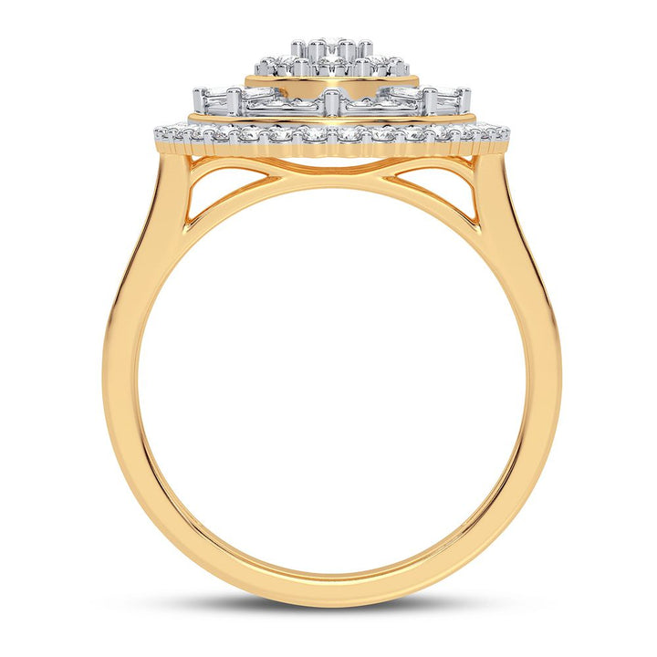 Chic 10k Yellow Gold 0.50CT Lab Diamond Womens Fashion Ring
