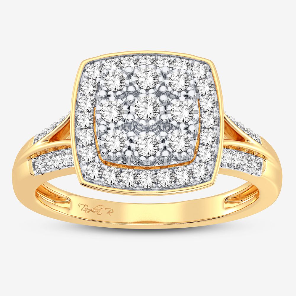 Chic 10k Yellow Gold Lab Diamond Womens Fashion Ring 0.25CT