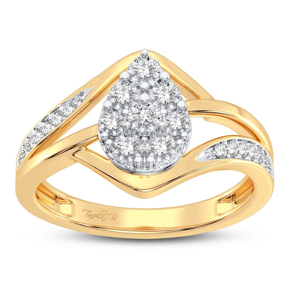 10k Yellow Gold Lab Diamond Womens Fashion Ring - 0.10CT