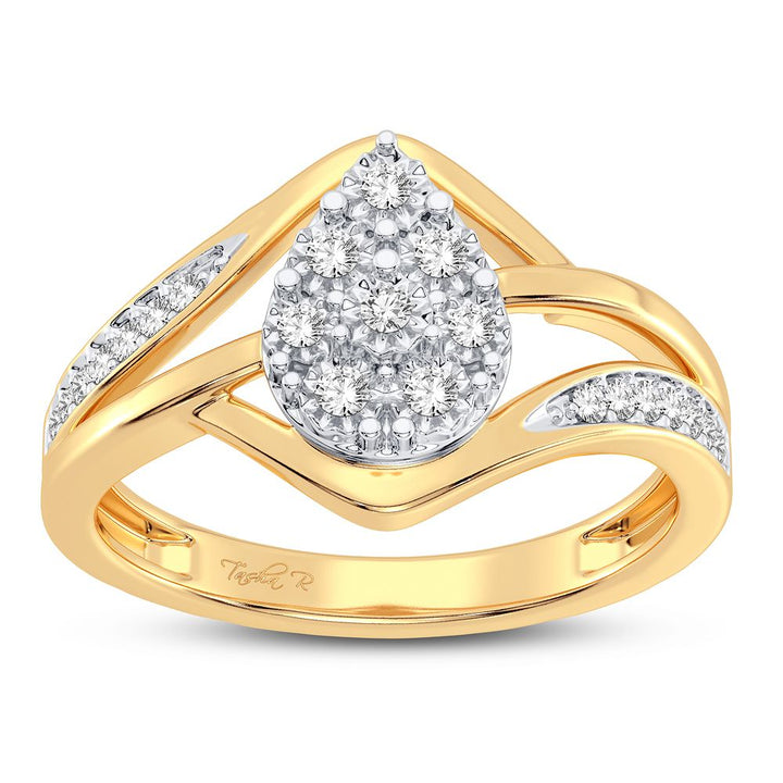 10k Yellow Gold Lab Diamond Womens Fashion Ring - 0.10CT
