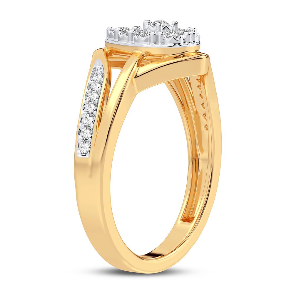 10k Yellow Gold Lab Diamond Womens Fashion Ring - 0.10CT