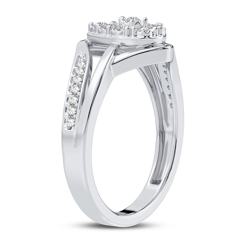Chic 10k White Gold Lab Diamond Fashion Ring for Women