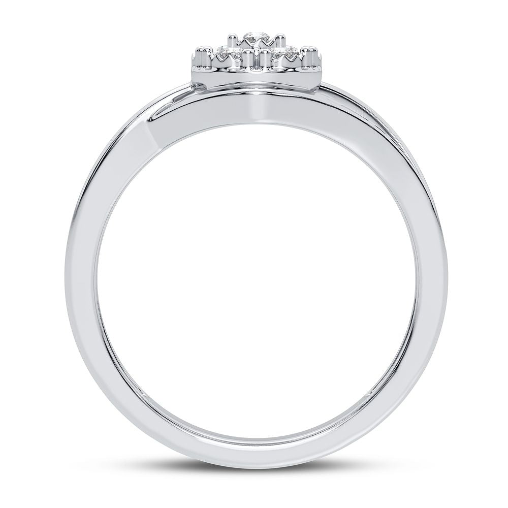 Chic 10k White Gold Lab Diamond Fashion Ring for Women