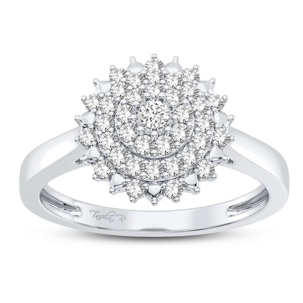 Chic 10k White Gold Lab Diamond Fashion Ring for Women